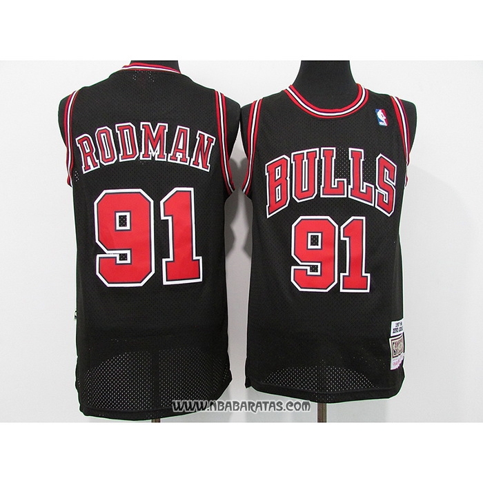 Camiseta Chicago Bulls Dennis Rodman #91 Mitchell & Ness 1997-98 Negro
